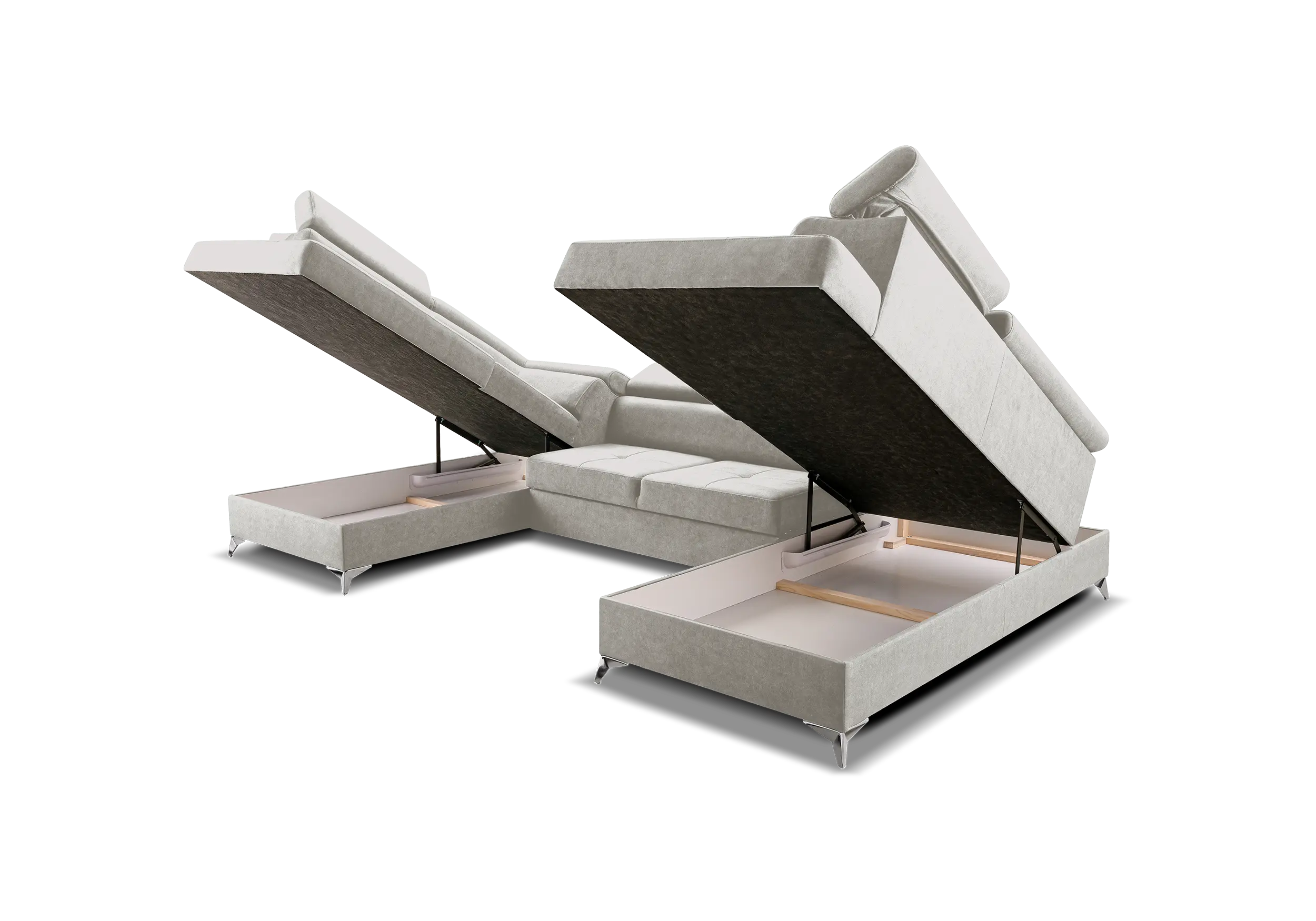 SOFÁ CAMA CON DOS ARCÓNES FORMA DE U 350 CM X 202 CM MADRYT BEIGE