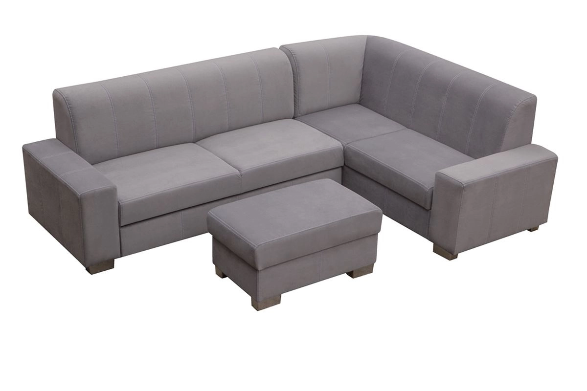 Sofá rinconera cama con arcón y puf ‒ MECENAS, Gris, 277x195