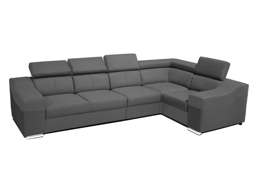 Sofá rinconera con altos reposacabezas y respaldos reversible 5 plazas – Eva, tela / polipiel, gris