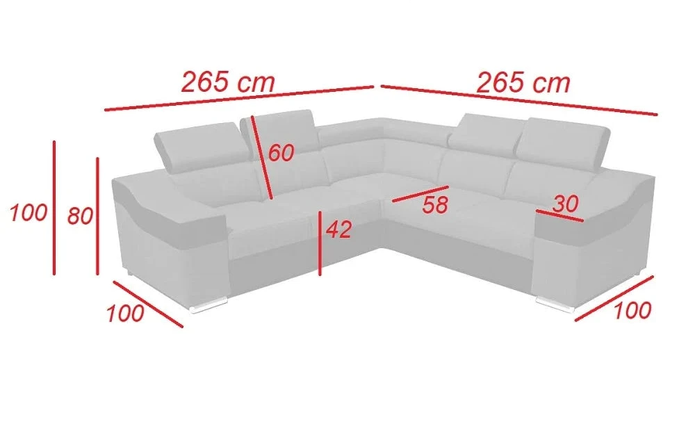 Sofá rinconera con altos reposacabezas y respaldos reversible 5 plazas – Eva, polipiel, blanco / negro