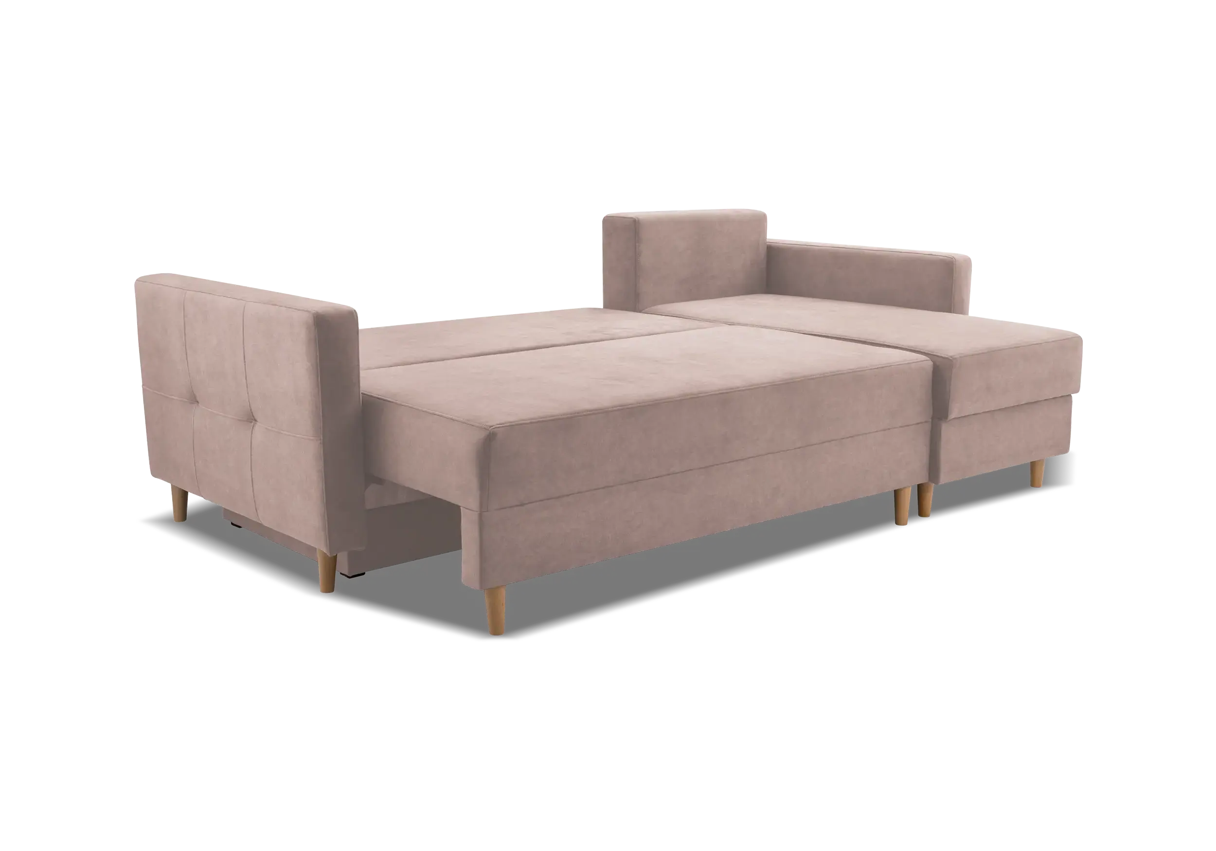 SOFÁ CAMA CON DOS ARCÓNES REVERSIBLE PATAS ALTAS 233 CM X 146 METRO ROSA