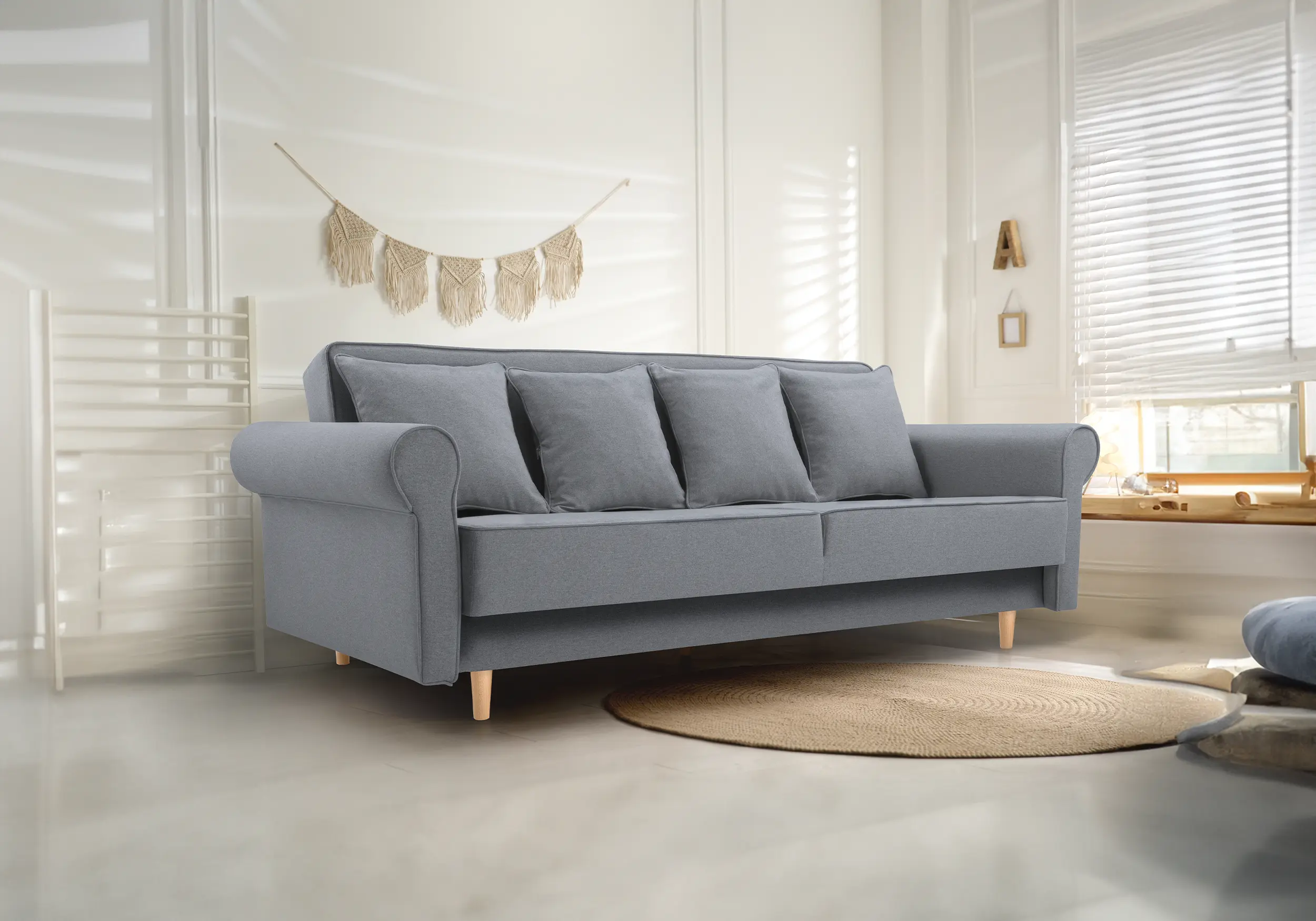 SOFÁ CAMA EXTRAIBLE 216 CM KRYSTYNA GRIS OSCURO