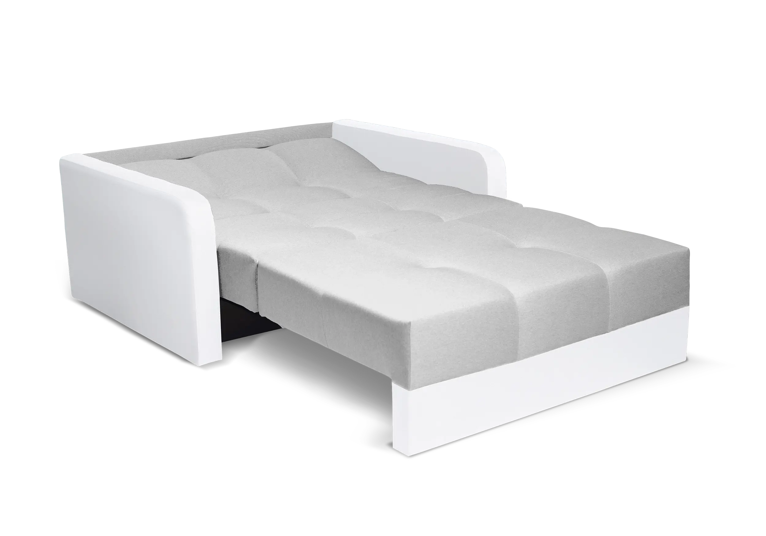 SOFÁ CAMA PEQUEÑO 2 PLAZAS 132 CM TOP II GRIS CLARO TELA/BLANCO POLIPIEL