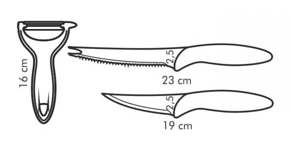 Фото 3 Ножі з непристаючим  лезом та овочечистка PRESTO TONE, комплект 3 шт L