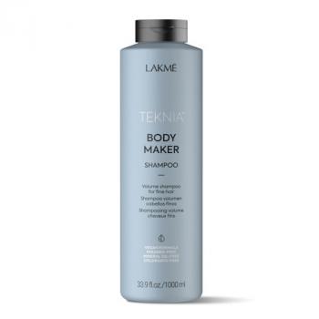 Фото Бессульфатный шампунь для объема тонких волос с протеинами сои и риса LAKME Teknia Body Maker Shampoo, 1000 мл