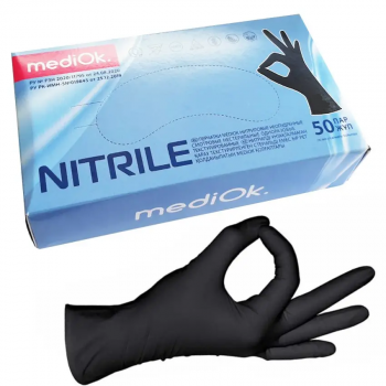 Фото Нитриловые перчатки черные mediOk