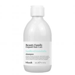 Шампунь "Яркость, увлажнение и блеск" для сухих, тусклых волос Nook Beauty Family Organic Hair Care Basilico & Mandorla Shampoo, 300 мл