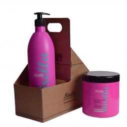 Набор для волос сухих и поврежденных волос с поршнем и щеткой для шампунирования Mirella Professional