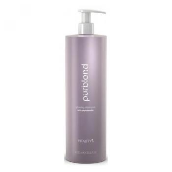 Фото Шампунь для светлых, мелированных или неокрашенных седых волос Vitality's Purblond Glowing Shampoo, 1000 мл
