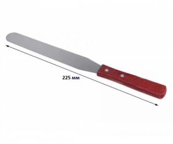 Фото Металлический ровный шпатель для депиляции с деревянной ручкой Serica, 225 мм