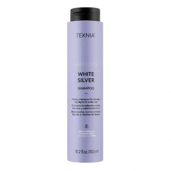 Фото Тонирующий антижелтый шампунь для нейтрализации желтого оттенка светлых волос LAKME Teknia White Silver Shampoo, 300 мл