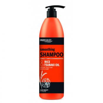 Фото Разглаживающий шампунь для вьющихся волос с протеинами риса и маслом цубаки Prosalon Hair Care Smoothing Shampoo Rice & Tsubaki Oil, 1000 мл