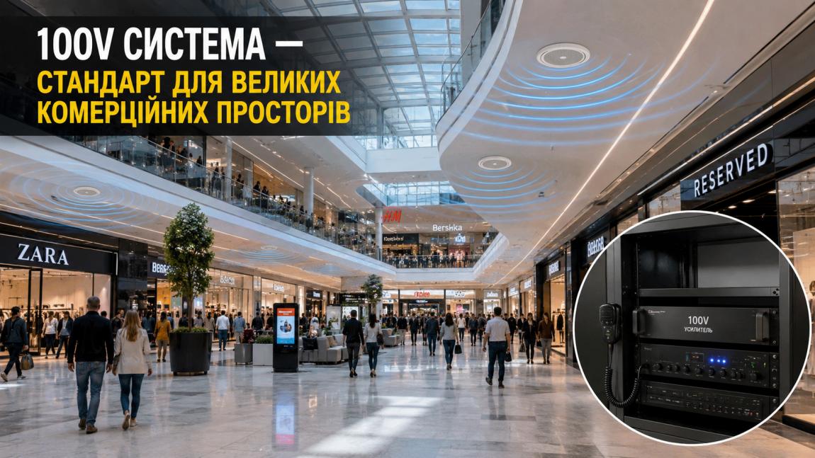 Озвучування великих площ: чому для ТЦ підходять лише 100V підсилювачі