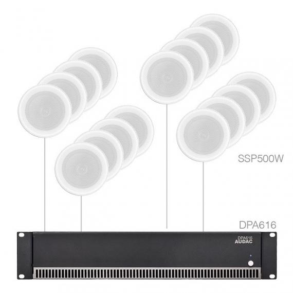 Фото Комплект стельової акустики Audac PURRA4.16 (16x SSP500 + DPA616)