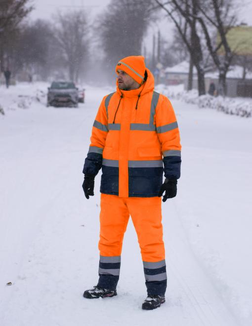 Штани утеплені сигнальні INSIGHT WINTER FLASH помаранчеві hi-viz/темно-сині - Photo 2