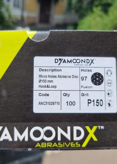 Фото DYAMOONDX P80 круги шліфувальні мультіотворні -97отв.  Ø 150мм
