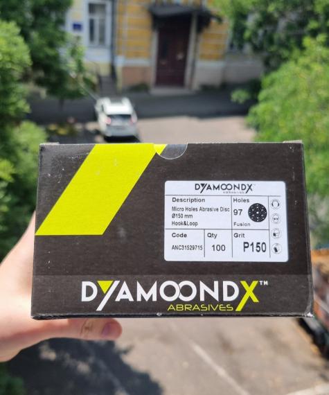 Фото DYAMOONDX P80 круги шліфувальні мультіотворні -97отв.  Ø 150мм