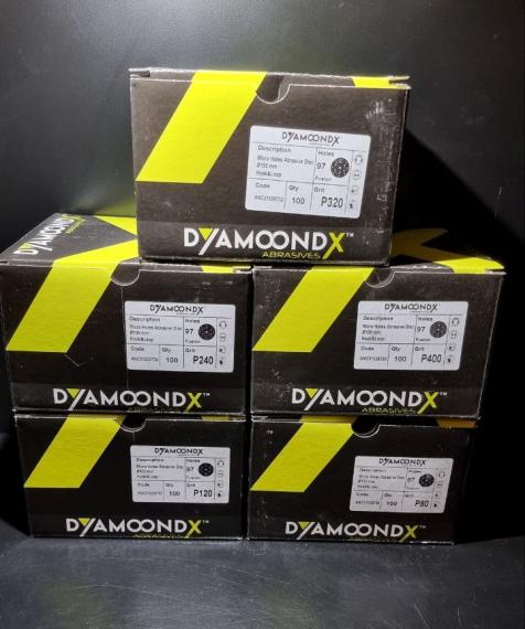 Фото DYAMOONDX P80 круги шліфувальні мультіотворні -97отв.  Ø 150мм