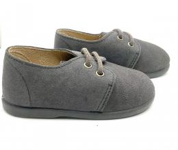 Blucher de cordones en serraje gris BATILAS