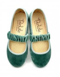 MERCEDITAS DE FRUNCE EN TERCIOPELO  VERDE DE CHOCOLATE