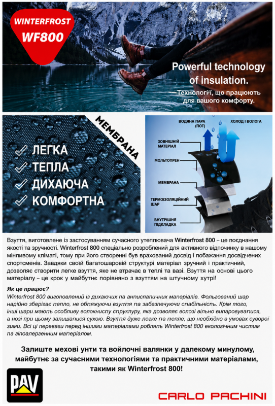 Внутрішня сучасна багатошарова підкладка мембрана Winterfrost WF800